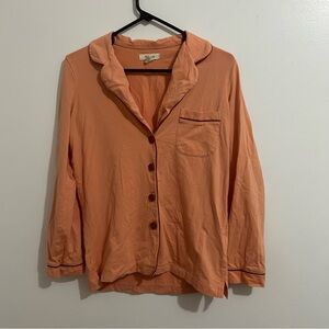 Women’s Madewell Long Sleeve Orange-Pink Button Down Pajama Shirt Size XXS